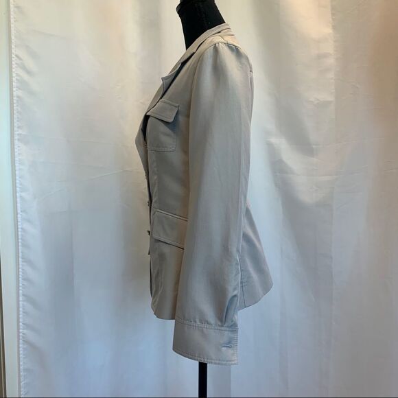 CELINE light gray button front military style jacket Sz 38 - Picture 3 of 10